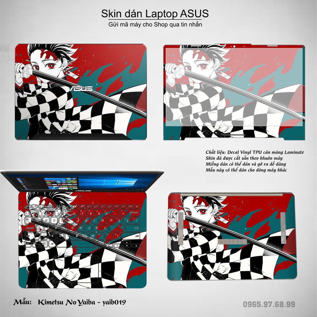 Skin dán Laptop Asus in hình Kimetsu No Yaiba (inbox mã máy cho Shop)