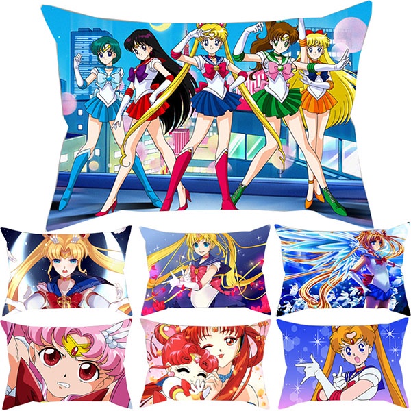 Sailor Moon Vỏ Gối Hình Chữ Nhật 30x50cm Họa Tiết Thủy Thủ Mặt Trăng Trang Trí Nội Thất Greet