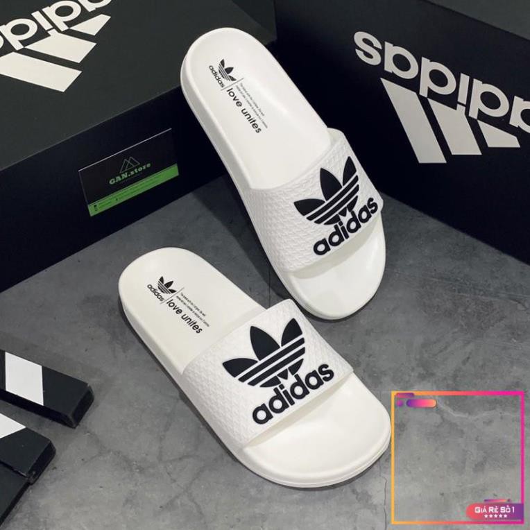 DÉP ADIDAS ADILETTE TRẮNG LOGO ĐEN - Xinh xắn full box -po1