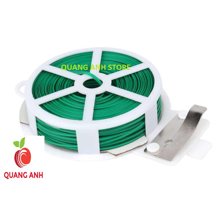 Dây buộc cành cây bọc nhựa dạng dẹp cuộn 50m lõi 0.5mm màu xanh, đen, trắng.