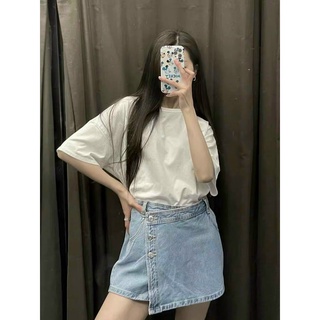 Quần bò giả váy vạt lệch