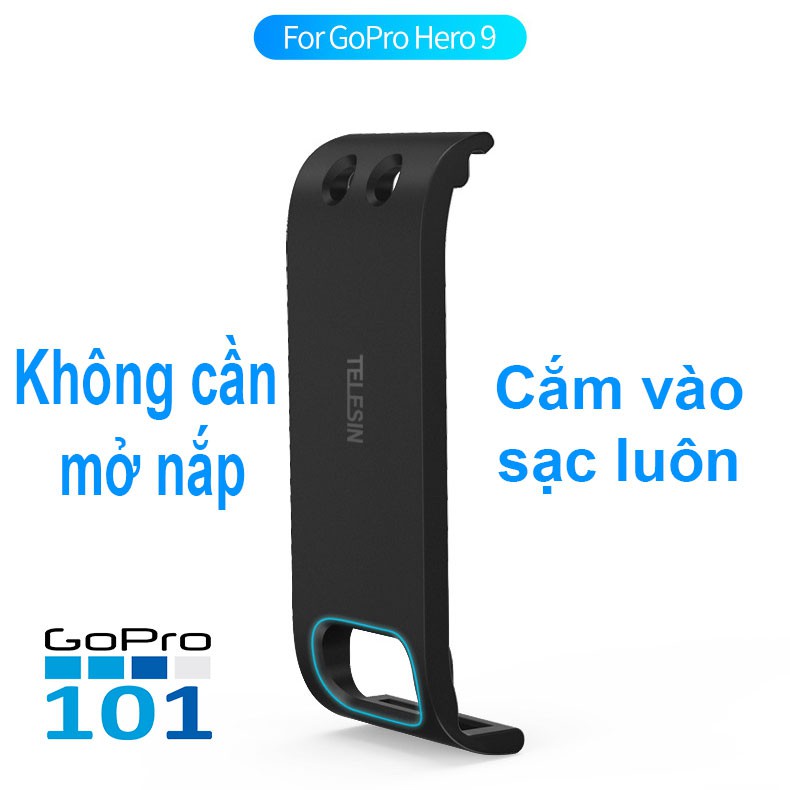Nắp Che Pin Có Cổng Sạc cho GoPro 9 Hiệu Telesin - Gopro101 - inoxnamkim - Nắp che Pin Hero 9