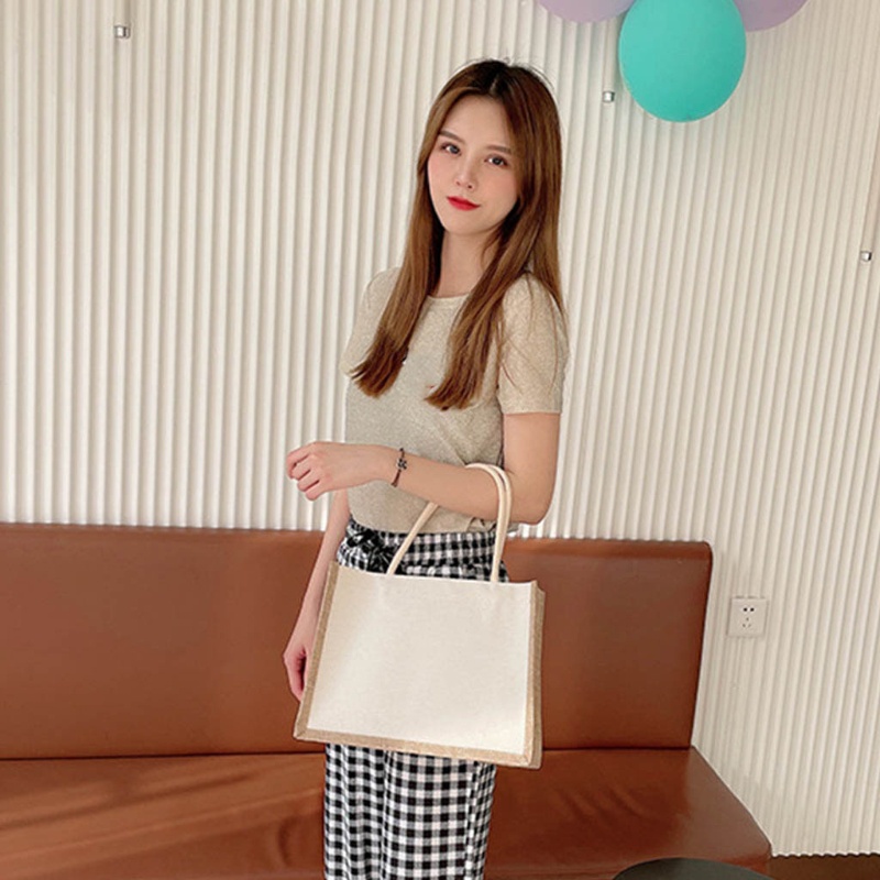 Seng Túi Tote Bằng Vải Bố Có Tay Cầm Chắc Chắn Có Thể Tái Sử Dụng Cho Đám Cưới / Đi Biển /