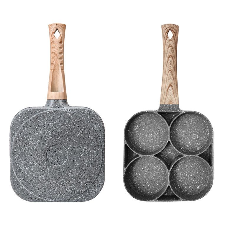 Chảo đá chống dính mini 3 ô cho bếp từ dùng được cho tất cả các loại bếp tiện lợi MIIBOOSHI D2.072