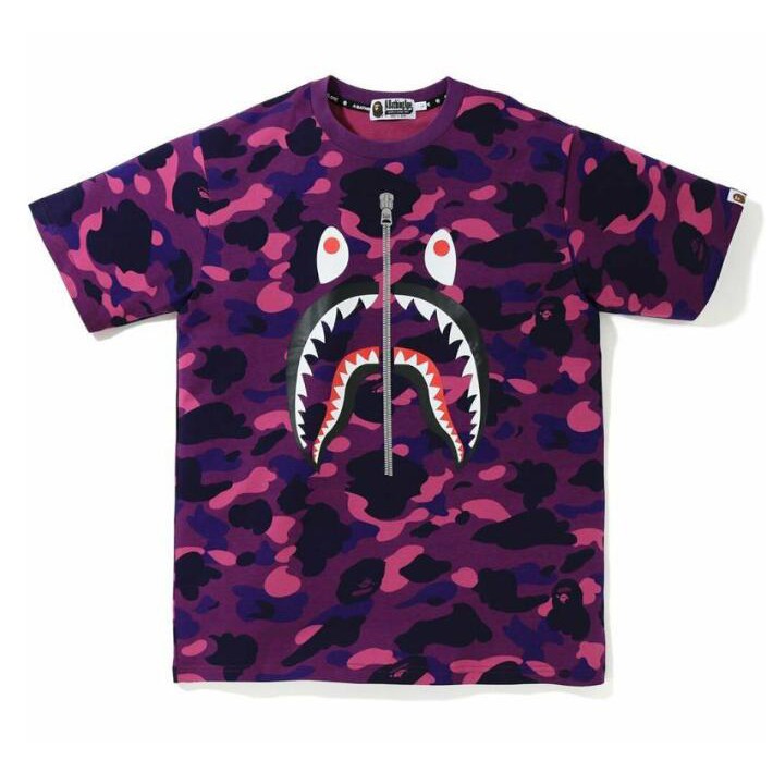 Áo thun cotton tay ngắn in họa tiết BAPE trẻ trung thời trang