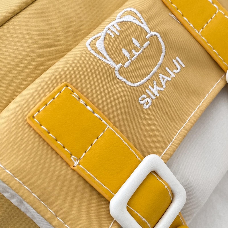 Túi Đeo Chéo Vai Bằng Nylon Họa Tiết Thêu Hình Gấu Có Thể Tái Sử Dụng Cho Nữ