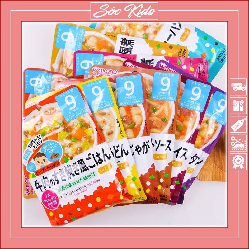 Cháo Ăn Dặm Wakodo Nguồn Dinh Dưỡng Phong Phú Cho Bé Từ 7 Tháng - CHUẨN NHẬT | DATE 2022 | GÓI 80Gr | SÓC KIDS