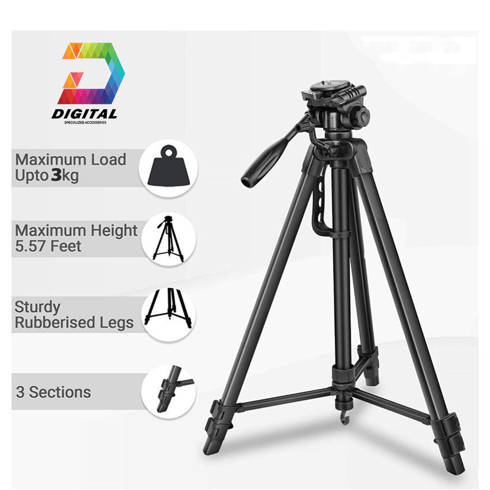 Gậy Tripod 3 Chân 3366 Cho Máy Ảnh, Điện Thoại Vật Liệu Hợp Kim Cao Cấp