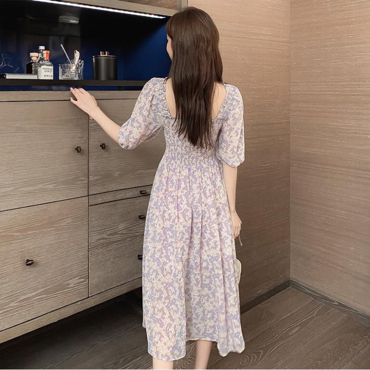 Đầm voan tay lỡ cổ vuông bo chun xinh xắn nữ tính | BigBuy360 - bigbuy360.vn