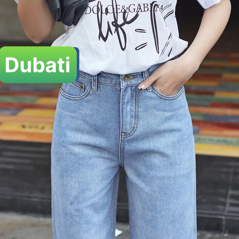 QUẦN JEAN BAGGY CHẤT BÒ NỮ XANH NHẠT ĐẬM ỐNG SUÔNG NÂNG MÔNG LƯNG CAO TRƠN DÀI VẢI MỀM MỊN SÀNH ĐIỆU- DUBATI FASHION