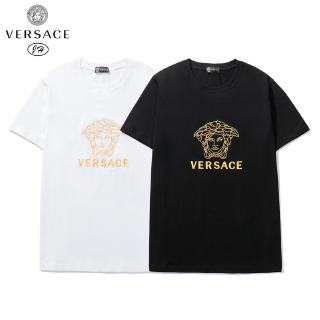 VERSACE Áo Thun Nữ Tay Ngắn Cổ Tròn Có Thêu Chữ Thời Trang Cao Cấp
