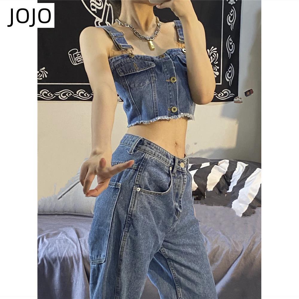 Fengshen Áo Denim Không Tay Ngắn Phong Cách Mới Mùa Hè Cho Nữ Mặc Ngoài Trời