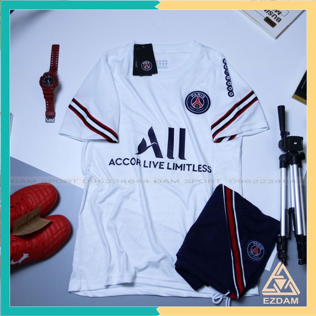 Bộ Áo Đá Banh CLB PARIS SAINT GERMAIN PSG  Trắng Ngắn Tay  21-22 Cao Cấp