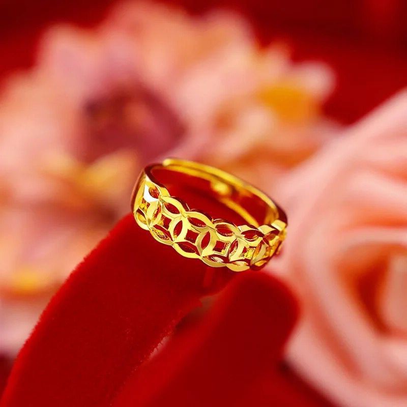 Nhẫn kim tiền phát tài phát lộc dành cho nam nữ mạ vàng 24k