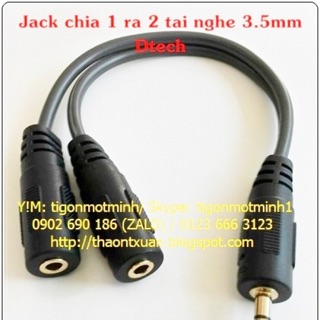 Jack chia 1 ra 2 tai nghe/loa 3.5mm