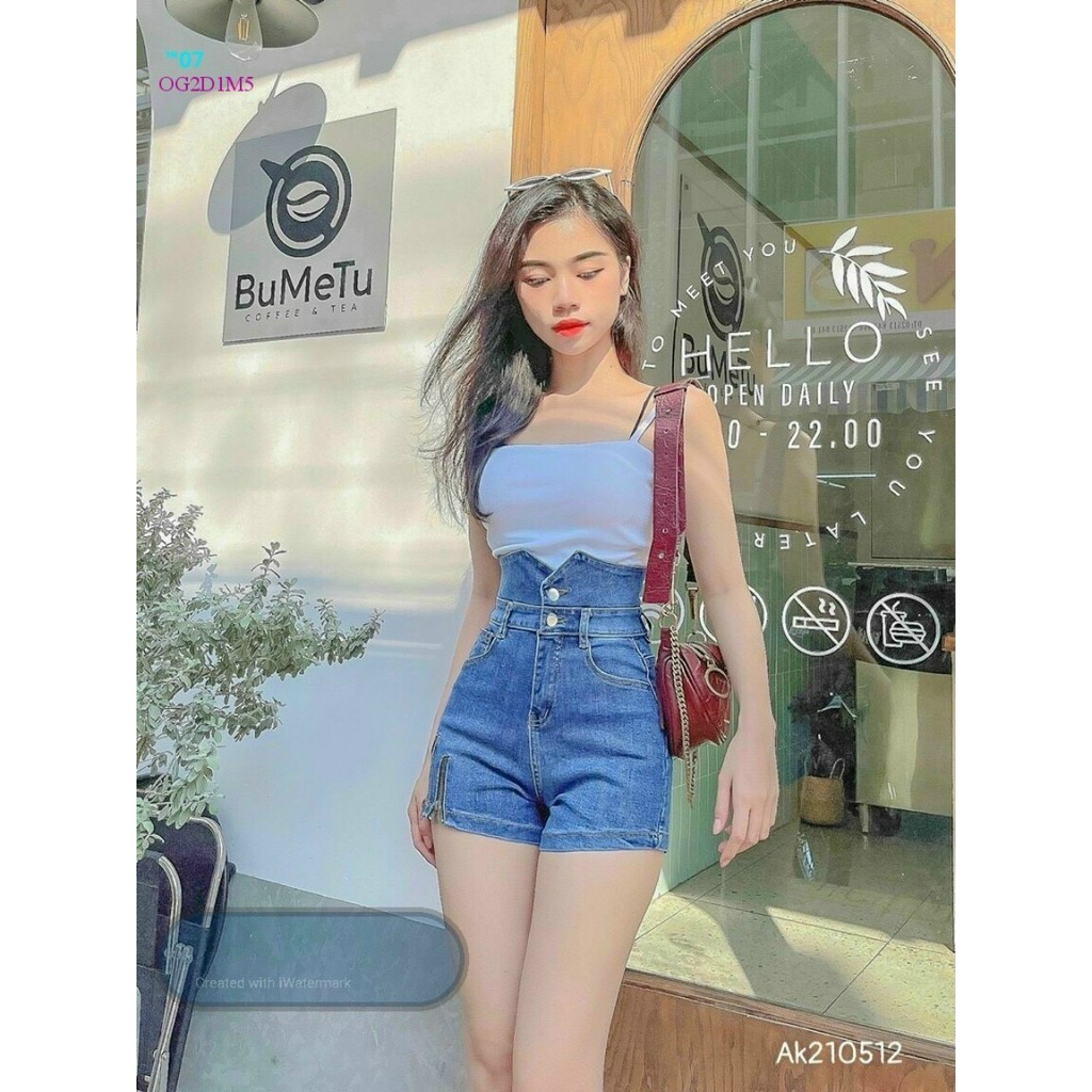 [CLOV10 giảm ngay 10k]Quần short Jean nữ Cao Cấp lưng cao chất jean Co dãn nhẹ vải mềm màu xanh thoải mái khi mặc