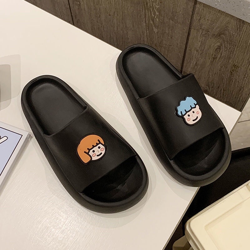 Dép quai ngang đế cao sẵn màu trắng hình mặt người size 36