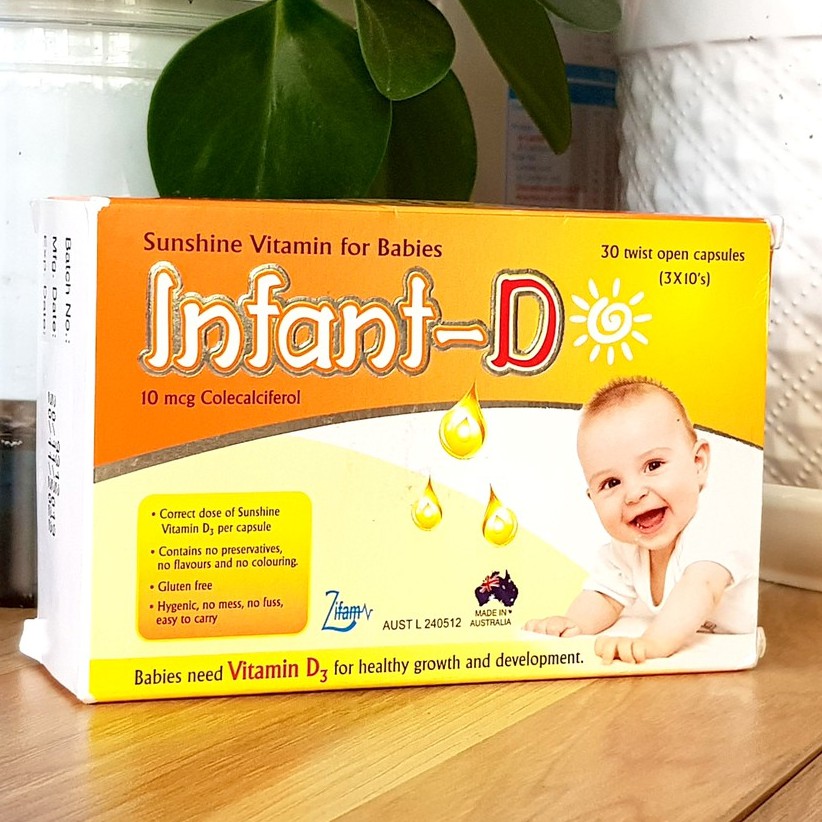 {Úc} Infant-D3 bổ sung vitamin D3 giúp hấp thu Canxi, phát triển xương răng chắc khỏe cho trẻ sơ sinh đến 10 tuổi (30v)