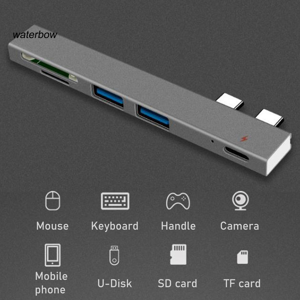 ww Docking Station Dual USB 3.0 Ports Card Reader Interface Mini Aluminum Alloy Type-C Converter for MacBook Pro
