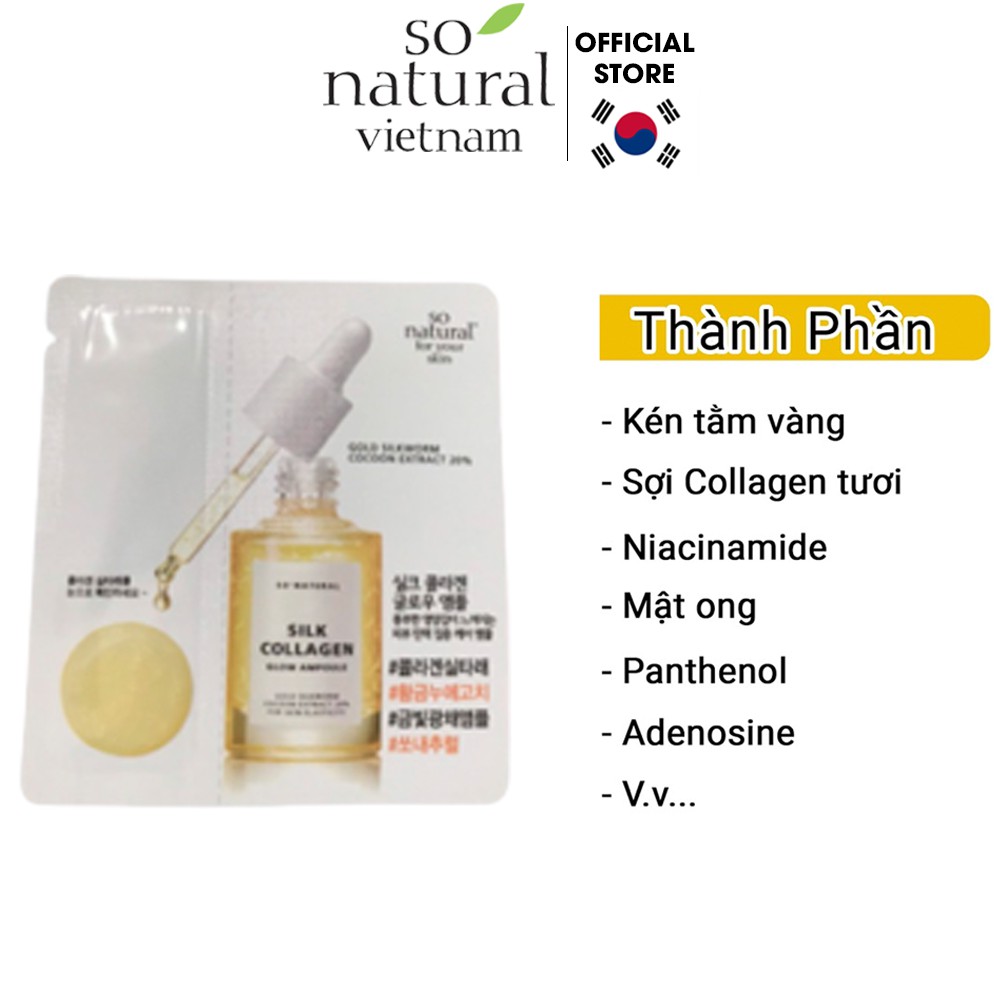 Serum dưỡng da Silk Collagen Glow Ampoule căng bóng So Natural 2,5ml/gói | BigBuy360 - bigbuy360.vn