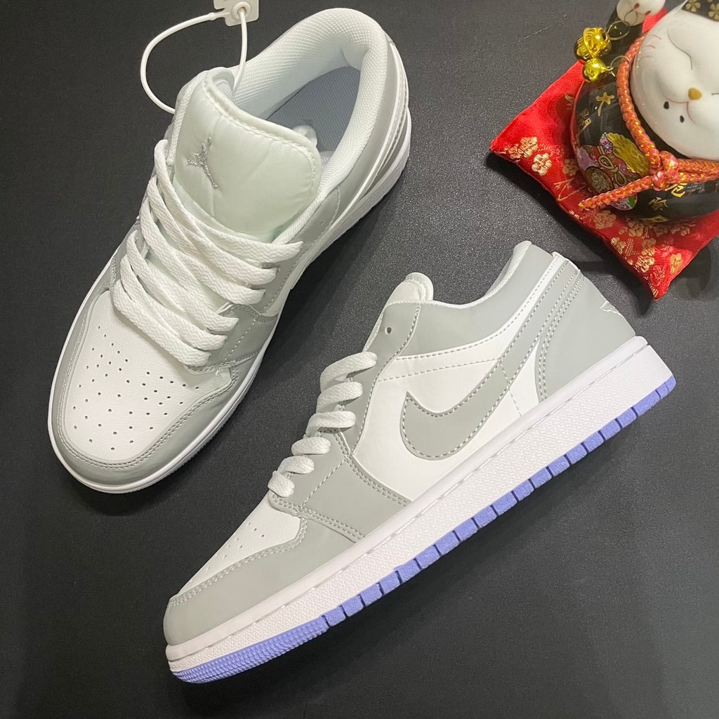Giày jordan cổ thấp nam nữ, Giày JD air xám xanh bản đẹp dễ phối đồ full box bill