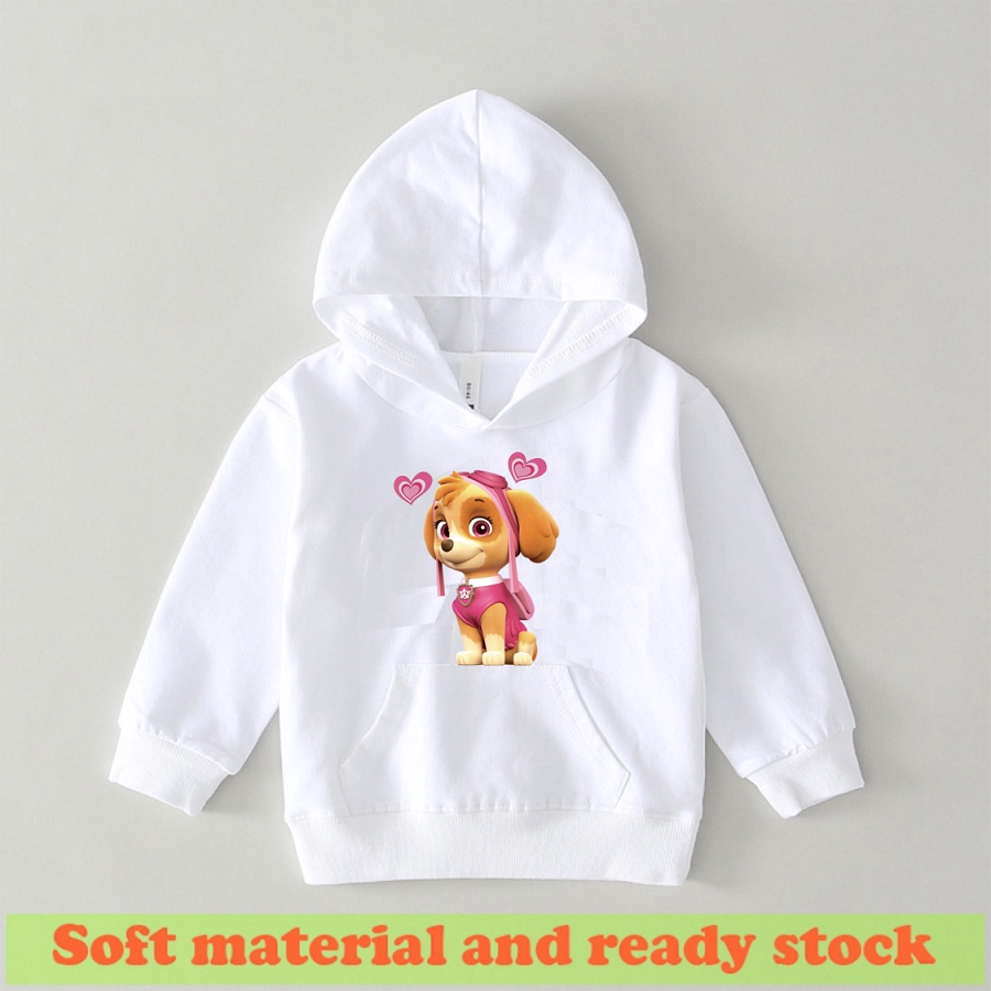 Áo Hoodie màu trắng in hình paw patrol đội chó cứu hộ đủ size cho bé trai bé gái