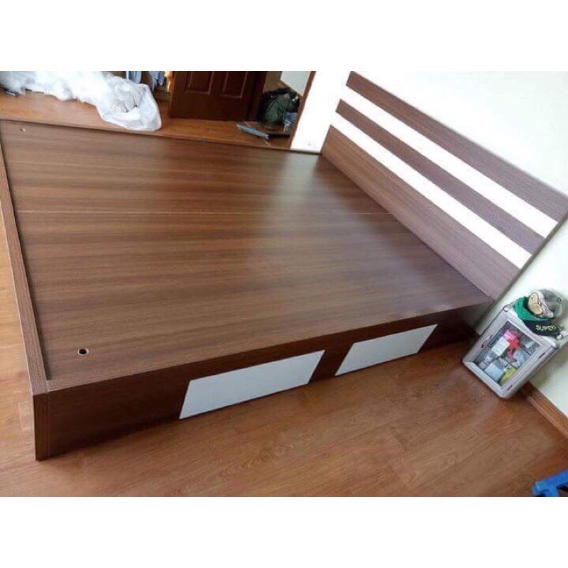 giường gỗ công nghiệp mdf 1m8x2m có ngăn kéo