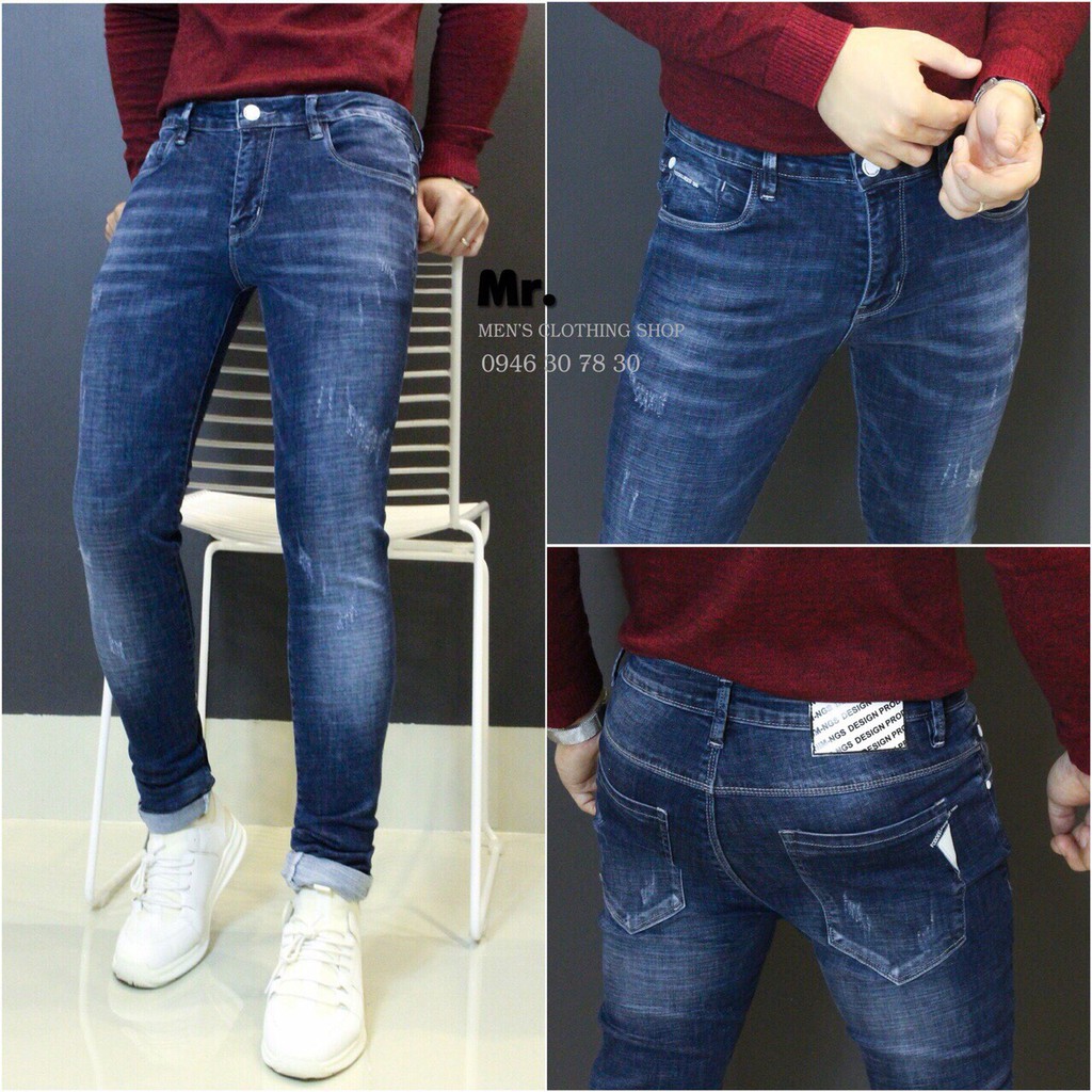 Quần Jean Nam Phong Cách Chất Bò Xước Nhẹ Màu Xanh TCS 29 | BigBuy360 - bigbuy360.vn