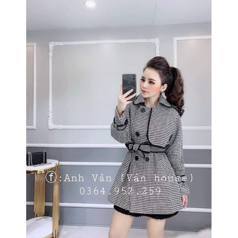 ÁO DẠ CARO BUỘC EO