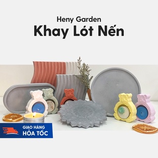 Khay đế lót nến thơm xi măng phong cách hiện đại heny garden - ảnh sản phẩm 1