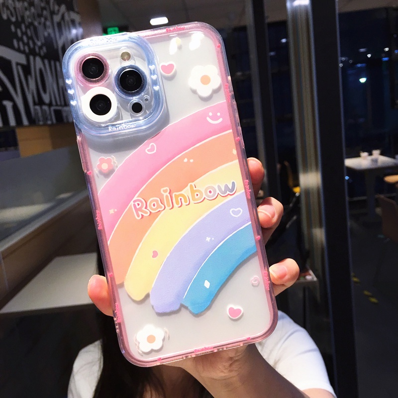 Ốp Điện Thoại TPU Mềm Chống Sốc Họa Tiết Cầu Vồng Cho iphone X XS MAX XR 12 13 11 pro MAX 7 8 Plus
