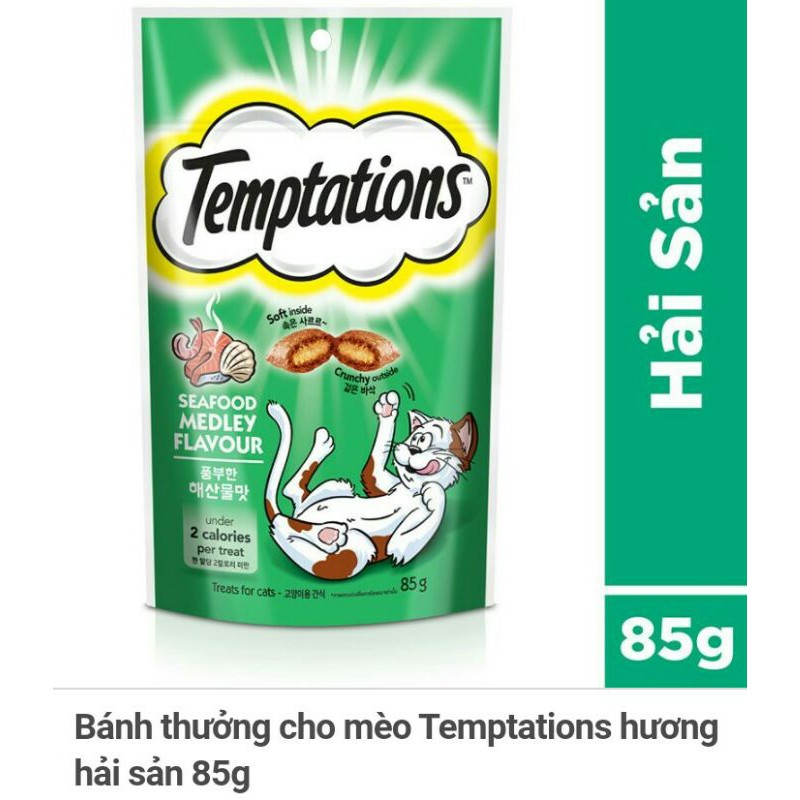 Bánh thưởng cho mèo Temptations hương hải sản 85g