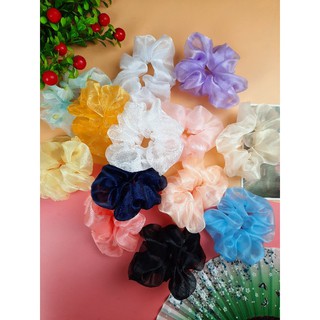 Dây buộc tóc scrunchies voan kính