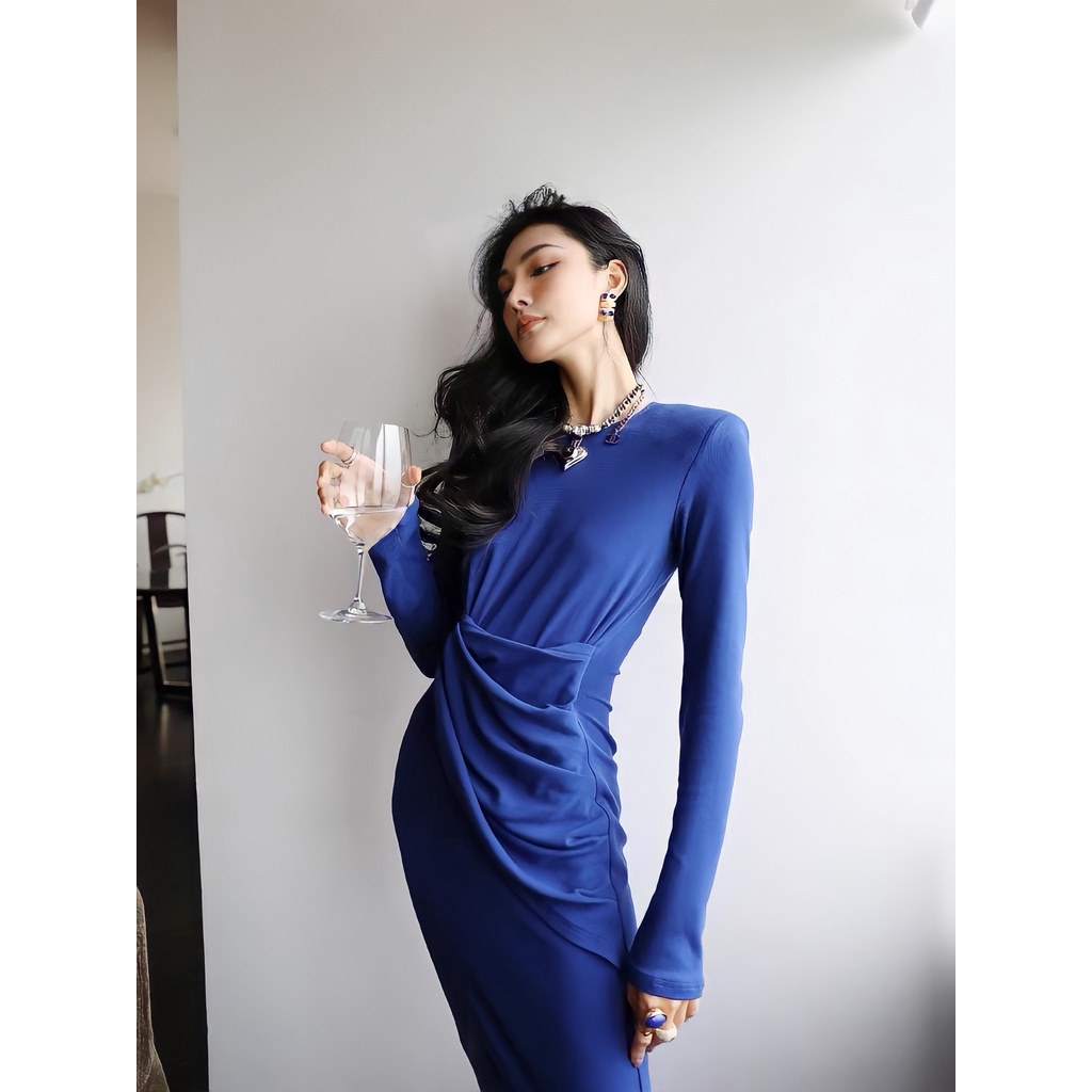 Váy Rib Xanh Khoét Eo Ocean Blue Eclipse Clothing