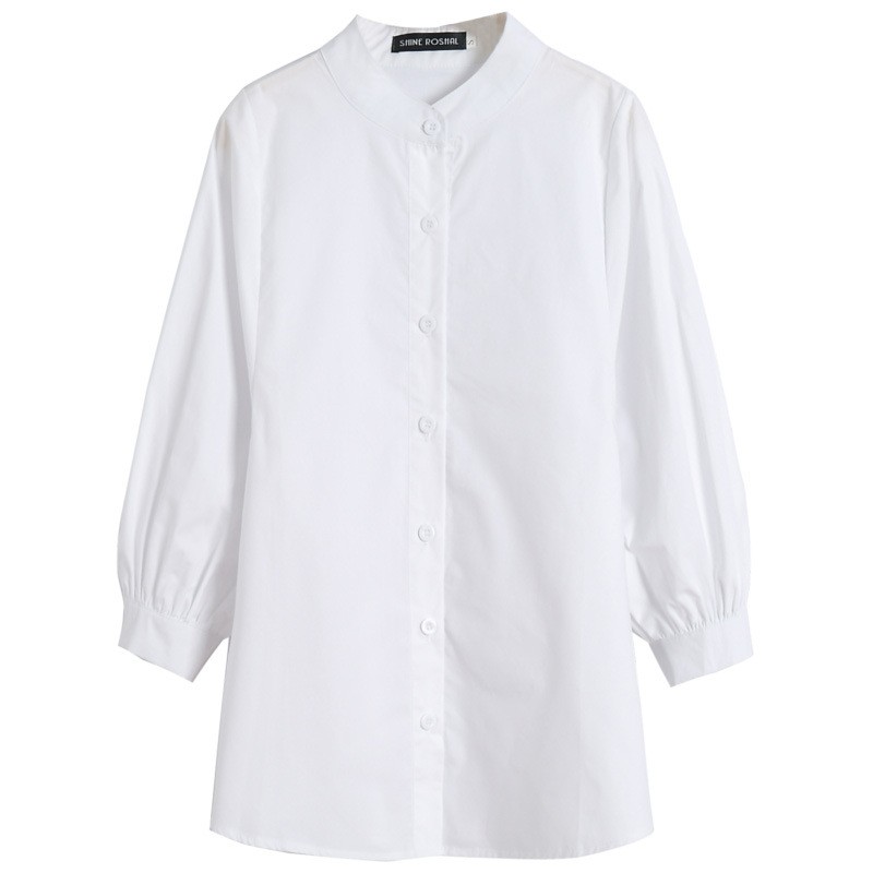 Áo sơ mi trắng nữ cổ tàu tay phồng Madela, áo kiểu nữ form rộng phong cách hàn quốc - ASM01 | BigBuy360 - bigbuy360.vn