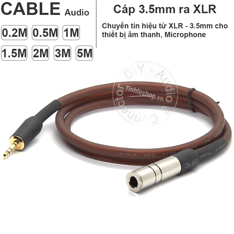 Cáp 3.5 sang 6.5 DIY 0.2M đến 5M - Dây chuyển 6.5mm cái ra 3.5mm đực