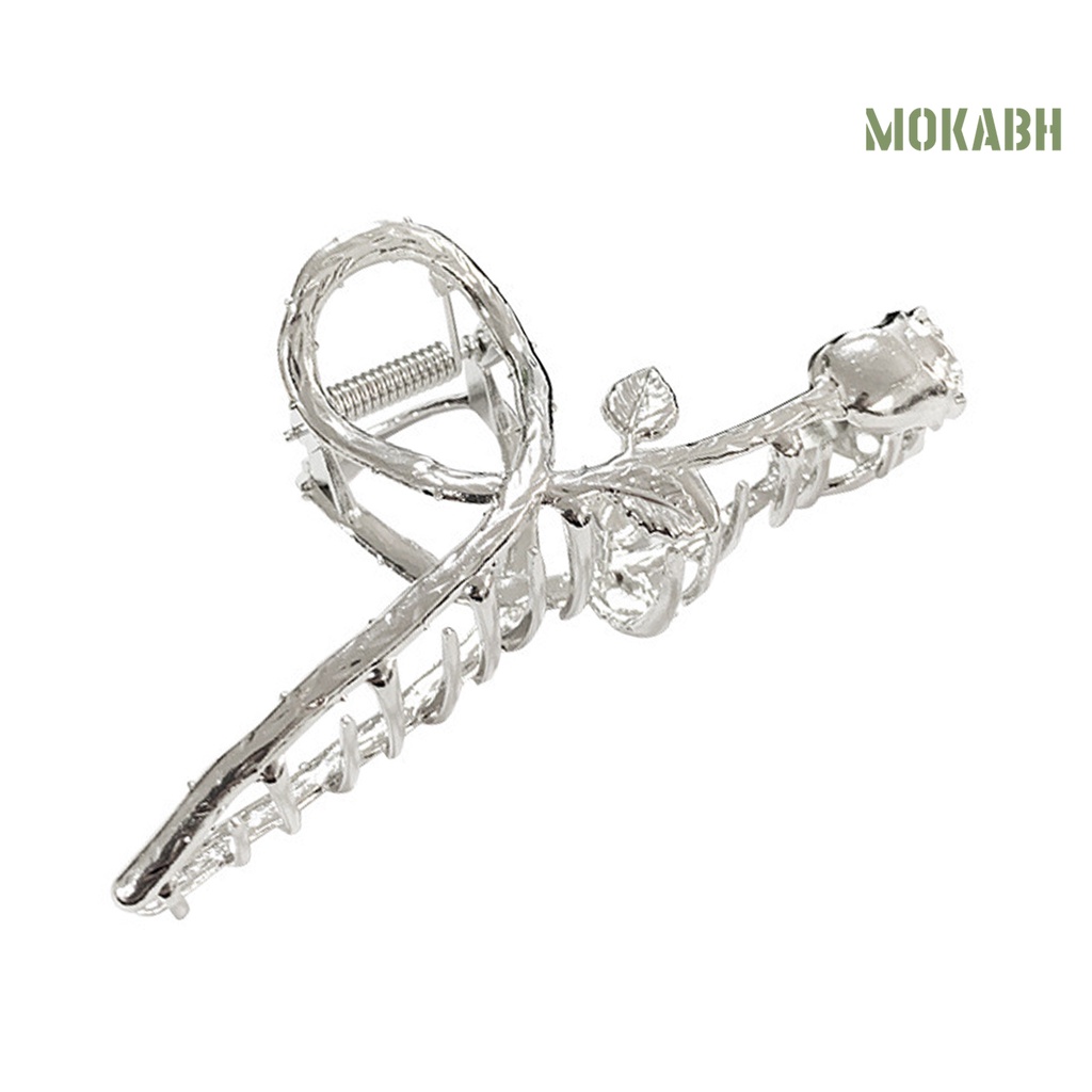 Kẹp Tóc Hình Hoa Hồng Màu Bạc Nhẹ Nhàng Thanh Lịch Cho Nữ