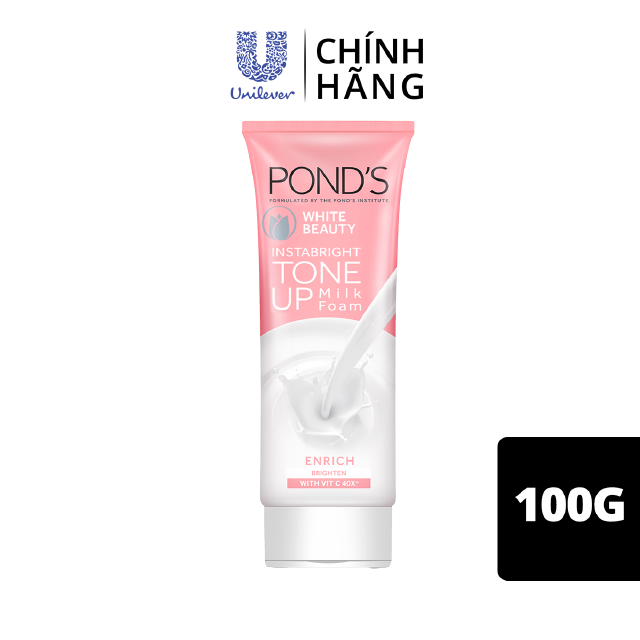 Kem sữa rửa mặt Pond’s Instabright Tone Up Milk Cream chiết xuất Protein từ sữa nâng tông sáng mịn không tì vết 100g