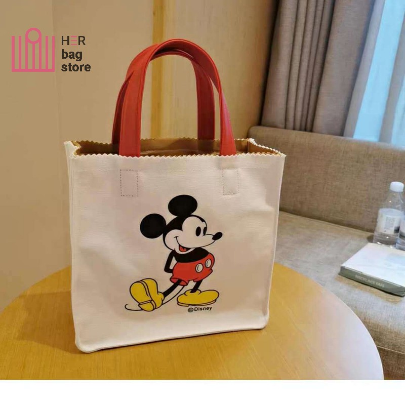 Túi tote nữ xách tay hoạt hình mickey vải mềm Hàn Quốc đeo chéo mini học sinh viên đi chơi đi học giá rẻ Herbag Store