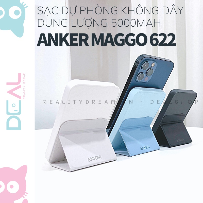 Sạc Dự Phòng Từ Tính Không Dây ANKER Maggo 622 Dung Lượng 5000mah Kích Thước Nhỏ Gọn Siêu Mỏng Sạc Nhanh 12W Cho Dòng 11