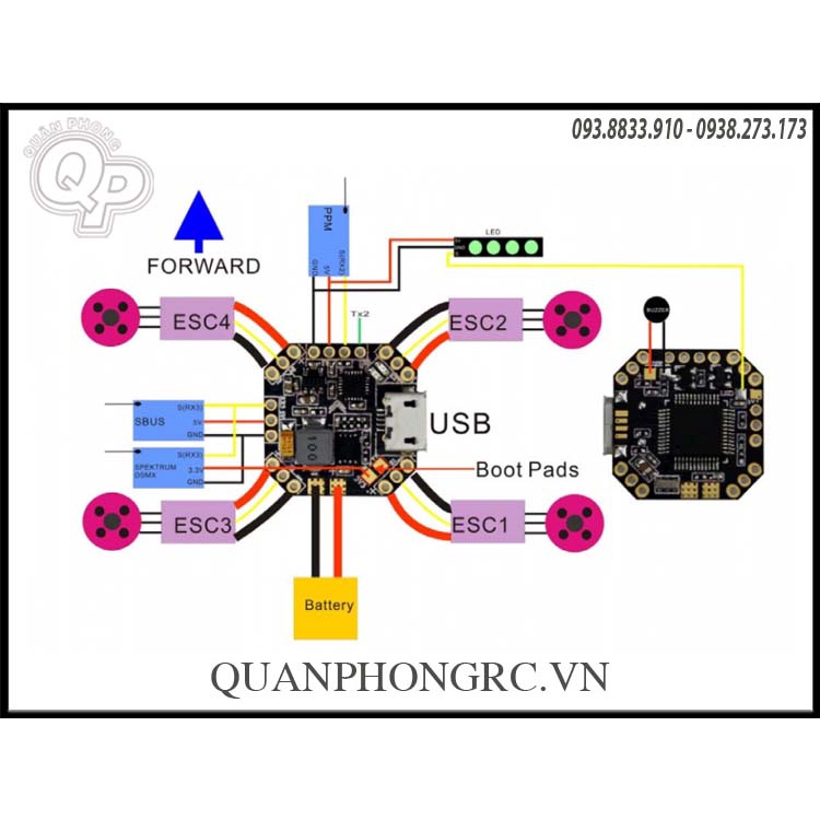 Mạch điều khiển F3 Femto Flight Controller - SPRACING F3EVO for Emax  BabyHawk - 85mm (Brushless)