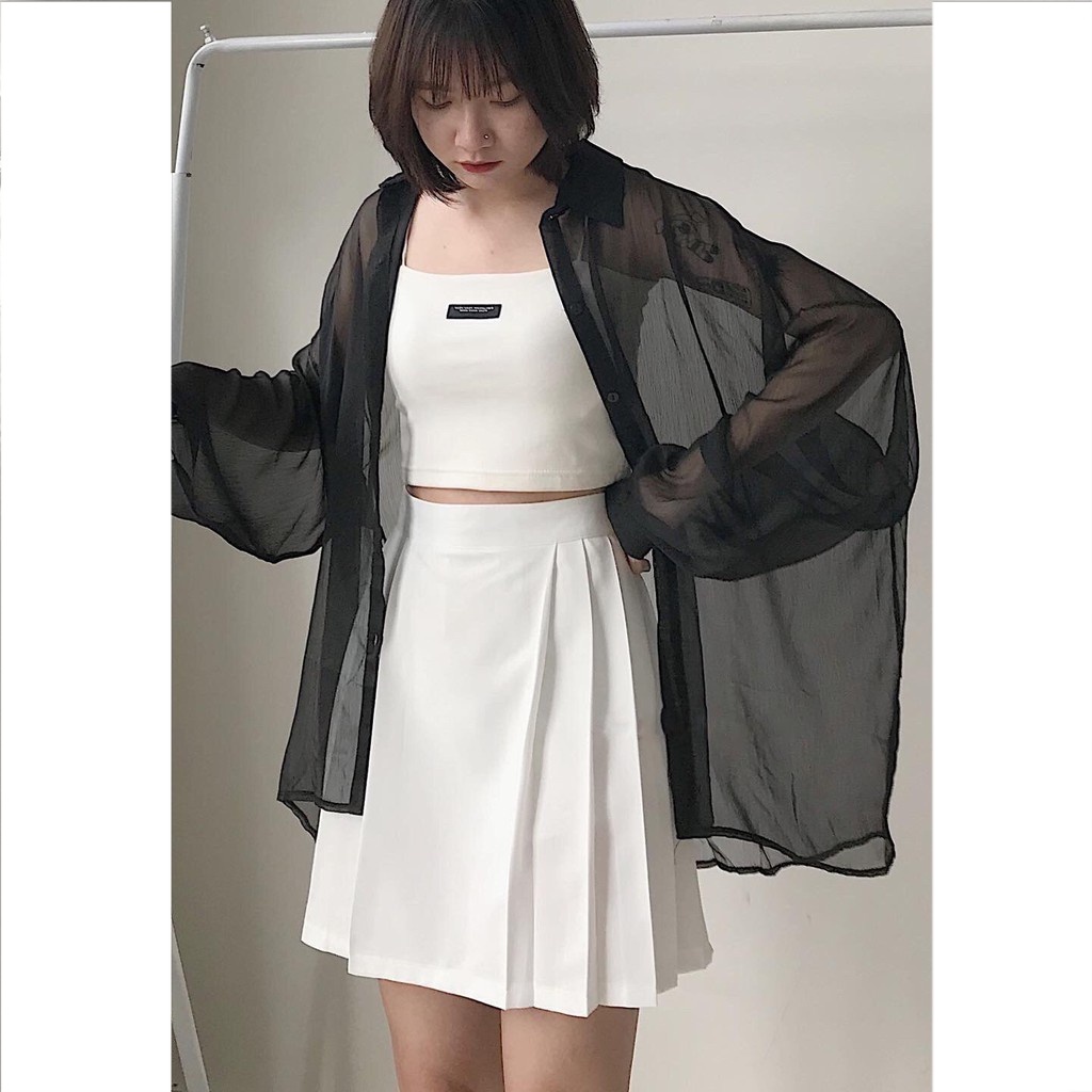 Áo Sơ Mi Nữ Form Rộng Tay Dài Ding Basic Unisex - Form rộng Ulzzang 1251 - 2 Màu Đen - Trắng ( Gous Official )