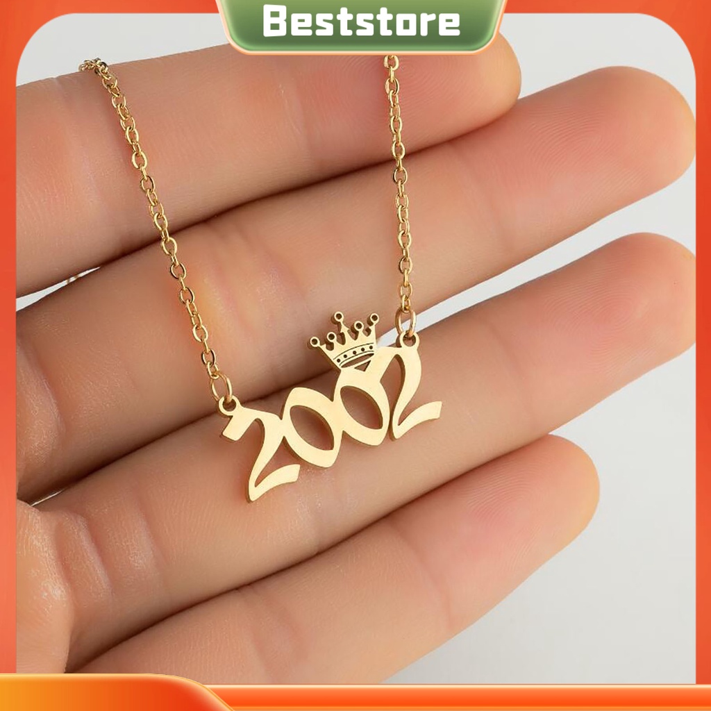 Vòng cổ mặt hình năm sinh vương miện mới bằng thép không gỉ cho nữ