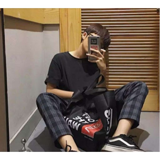 Quần pant Basic caro unisex nam nữ ống suông PLAID PANT - Valu Store