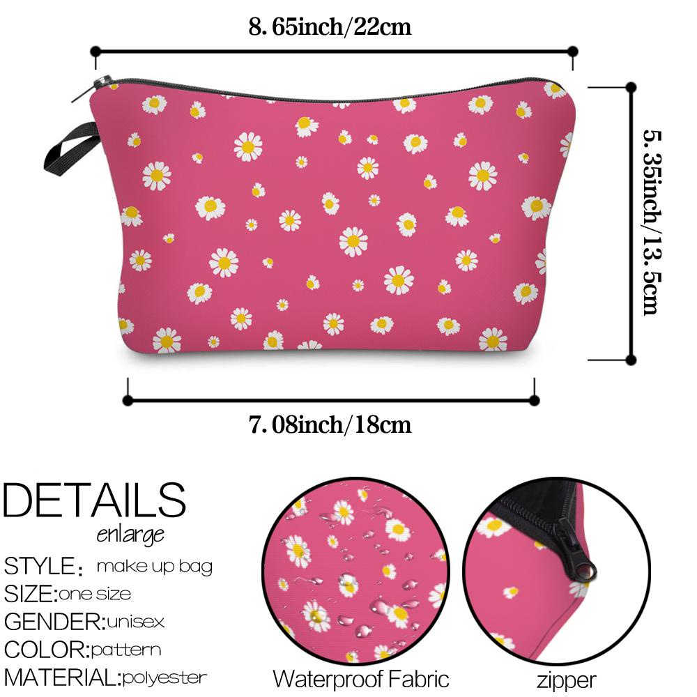 JARRED Túi Đựng Mỹ Phẩm Có Khóa Kéo In Họa Tiết Hoa Cúc Xinh Xắn Cho Nữ