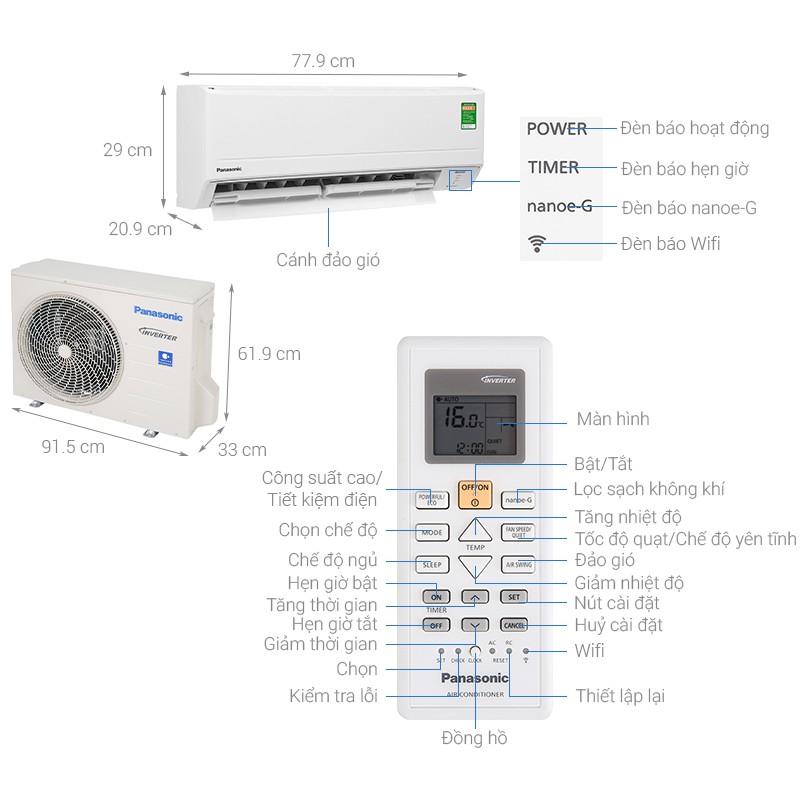 Máy lạnh Panasonic Wifi Inverter 2 HP CU/CS-WPU18WKH-8M (Miễn phí giao tại HCM-ngoài tỉnh liên hệ shop)