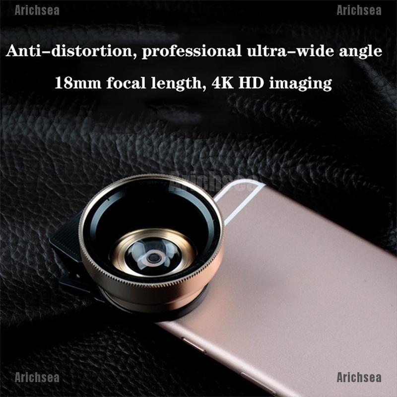 Arichsea Universal 2in1 Clip On Camera Lens Kit Fisheye Wide Angle Macro For Cell Phone