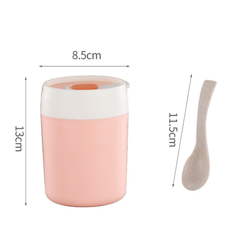 Cốc Đựng Canh Inox 304 Kèm Muỗng Riêng, Hộp Đựng Cháo Canh Soup Bền Đẹp Có Tay Xách Nắp Đậy - TomHouseVN