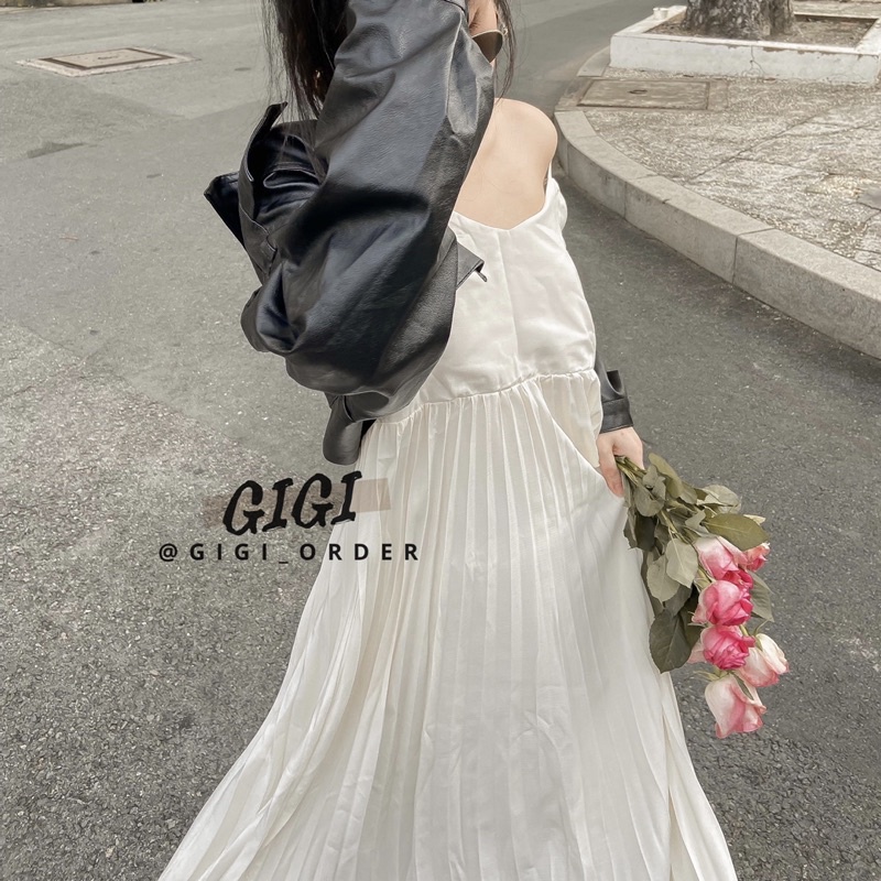 Pleated Dress - Đầm dây xếp li ulzzang phong cách Hàn Quốc