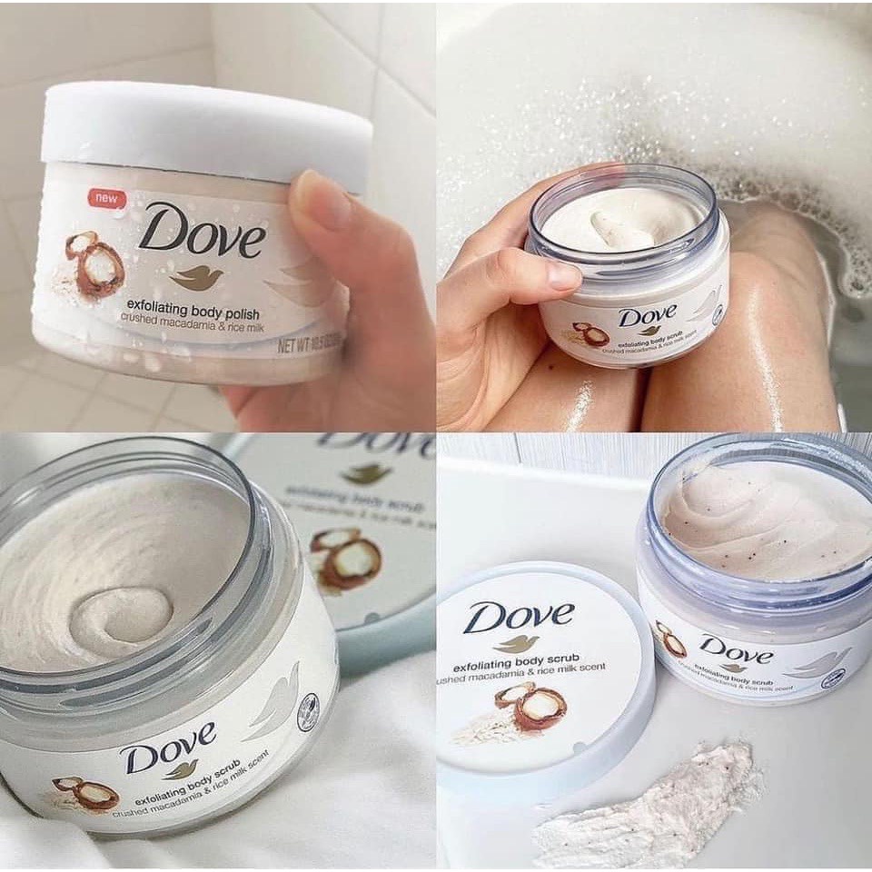 Tắm Tẩy Tế Bào Chết Dove Exfoliating Body Polish Scrub loại bỏ da chết, dưỡng ẩm sâu